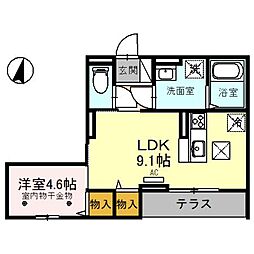 グレイス 2階1LDKの間取り