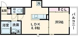 LuSole嵐山 1階1LDKの間取り
