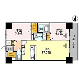 ジョワイユ新大阪 6階2LDKの間取り