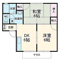 東武野田線 愛宕駅 徒歩19分の賃貸アパート 1階2DKの間取り