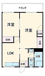 コーポ保坂 2階2LDKの間取り