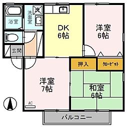 セジュールMMD4 3DKの間取図画像