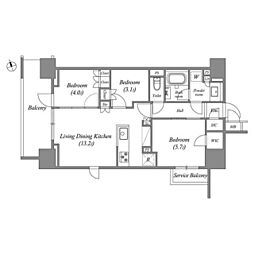 nido南千住 4階3LDKの間取り