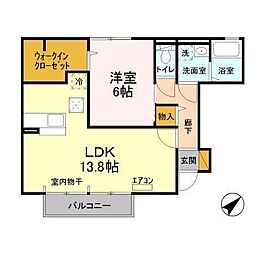 東武野田線 野田市駅 徒歩16分の賃貸アパート 1階1LDKの間取り