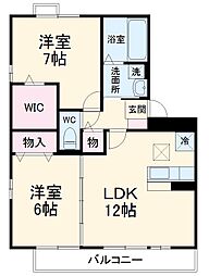 カーサみつわ台　Ｊ 3階2LDKの間取り