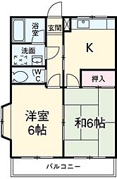 JR横浜線 相模原駅 徒歩20分の賃貸マンション 1階2DKの間取り