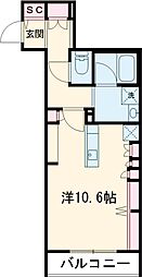 アクアシオン 2階ワンルームの間取り