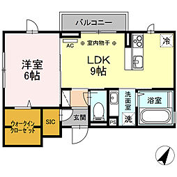 フィオーレ台町 2階1LDKの間取り