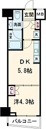 都営浅草線 馬込駅 徒歩1分の賃貸マンション 6階1DKの間取り