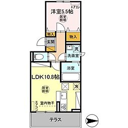 D-room穴川2丁目 1階1LDKの間取り
