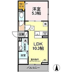 Ｄ−ｐａｉｎａ紺屋町 2階1LDKの間取り