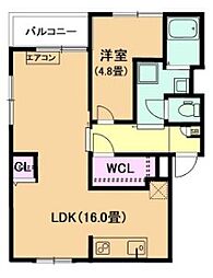 ウィステリア矢田 4階1LDKの間取り