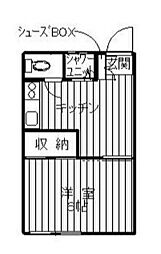 サンエイハイツ 2階1Kの間取り