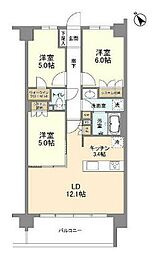 都営新宿線 船堀駅 徒歩11分の賃貸マンション 3階3LDKの間取り