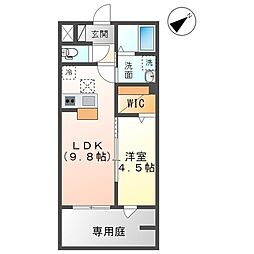 デル・スド・クローチェ 1階1LDKの間取り