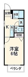 プチメゾン 2階1Kの間取り