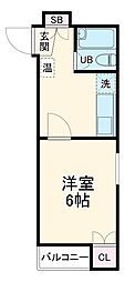 ＴＡＣＢＬＤＧ御成 6階1Kの間取り