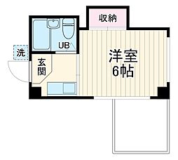 ハウステリア大野 3階1Kの間取り
