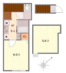 cs飛田給 2階1Kの間取り