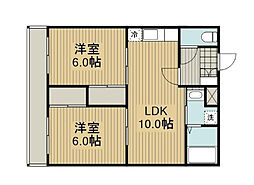 JR横浜線 淵野辺駅 徒歩5分の賃貸マンション 2階2LDKの間取り