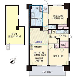 パークロード川口 6階2LDKの間取り
