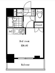 シンシア牛込 5階ワンルームの間取り