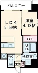 プレジオ亀有 9階1LDKの間取り