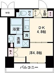 都営三田線 板橋区役所前駅 徒歩6分の賃貸マンション 2階1DKの間取り