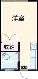 サンウッドメイツ85 2階ワンルームの間取り