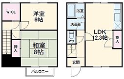 ハイツ金塚 1階2LDKの間取り