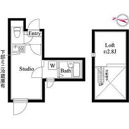東武伊勢崎線 五反野駅 徒歩3分の賃貸アパート 3階ワンルームの間取り