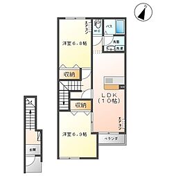 ラミアカーサ 2階2LDKの間取り