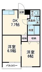 さくらの家 2階2DKの間取り
