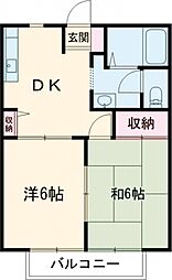 フレンド宝木Ａ 1階2DKの間取り