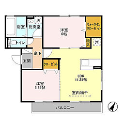日暮里舎人ライナー 見沼代親水公園駅 徒歩14分の賃貸アパート 3階2LDKの間取り