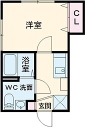 ルーエ南小岩 2階1Kの間取り