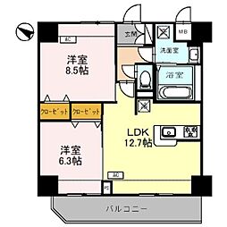 湘南新宿ライン高海 高崎駅 徒歩6分の賃貸マンション 6階2LDKの間取り
