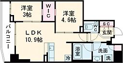 小田急小田原線 代々木八幡駅 徒歩9分の賃貸マンション 2階2LDKの間取り