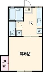 京王相模原線 京王永山駅 徒歩7分の賃貸アパート 2階1Kの間取り