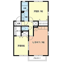 JR東海道本線 鴨宮駅 バス10分 中里下車 徒歩12分の賃貸アパート 2階2LDKの間取り