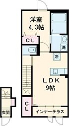東京メトロ千代田線 綾瀬駅 徒歩13分の賃貸マンション 2階1LDKの間取り