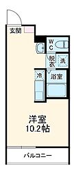 ＭＱｕａｒｔｏ矢部 1階ワンルームの間取り