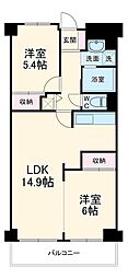 東急東横線 武蔵小杉駅 徒歩4分の賃貸マンション 3階2LDKの間取り