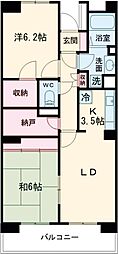 京成本線 青砥駅 徒歩9分の賃貸マンション 6階2LDKの間取り