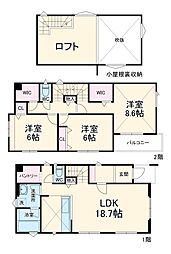 日の出町戸建て 1階3LDKの間取り