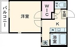 京王線 芦花公園駅 徒歩3分の賃貸マンション 2階1Kの間取り