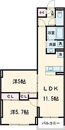 グラナーデ江戸川Ａ 3階2LDKの間取り