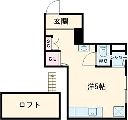 桂ビル 1階ワンルームの間取り