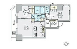 クレストコート上野 3階2LDKの間取り