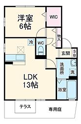 つくばエクスプレス 流山おおたかの森駅 徒歩12分の賃貸アパート 1階1LDKの間取り